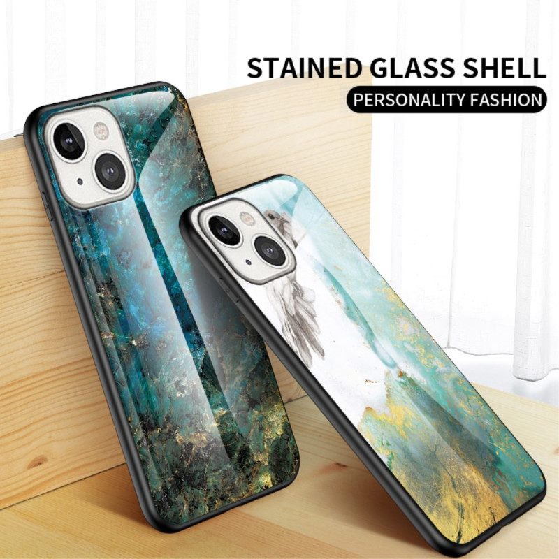 Case iPhone 14 Marble Tempered Glass