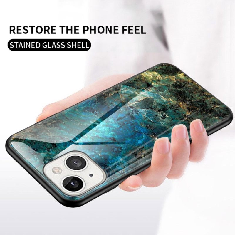 Case iPhone 14 Marble Tempered Glass