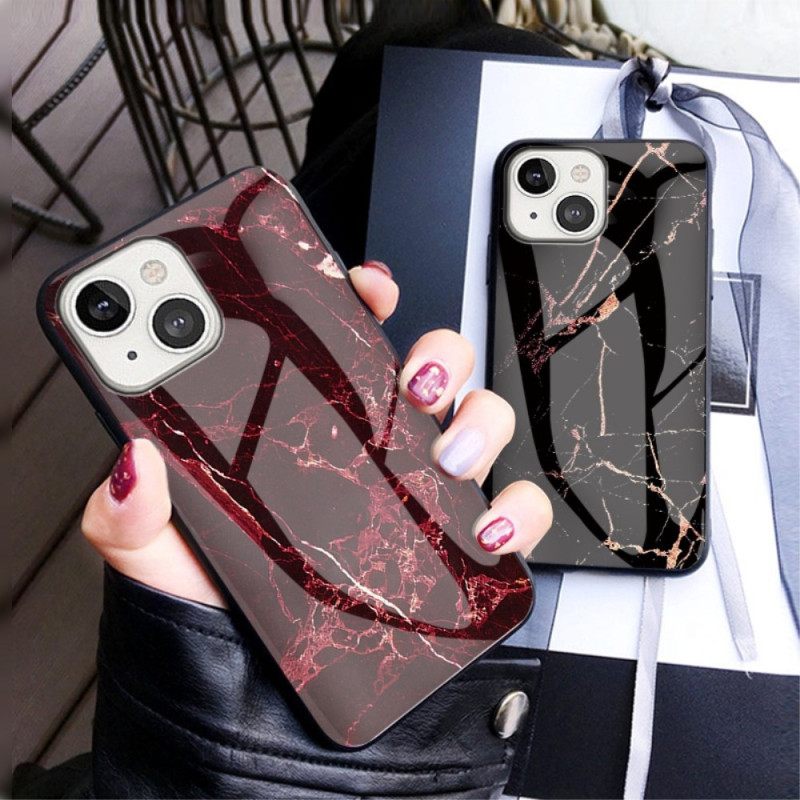 Case iPhone 14 Marble Tempered Glass