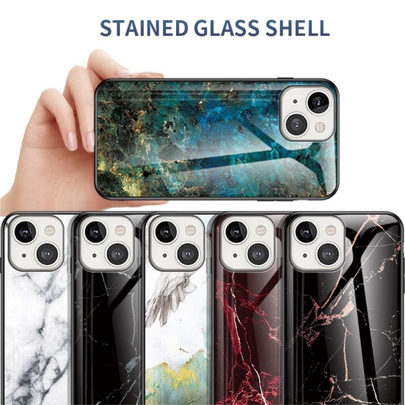 Case iPhone 14 Marble Tempered Glass