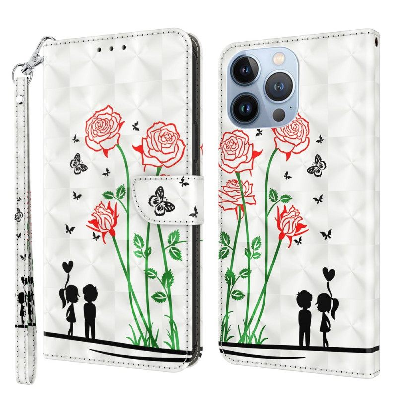 Kotelot iPhone 14 Suojaketju Kuori Dandelions Love In Strap
