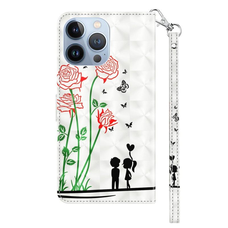 Kotelot iPhone 14 Suojaketju Kuori Dandelions Love In Strap