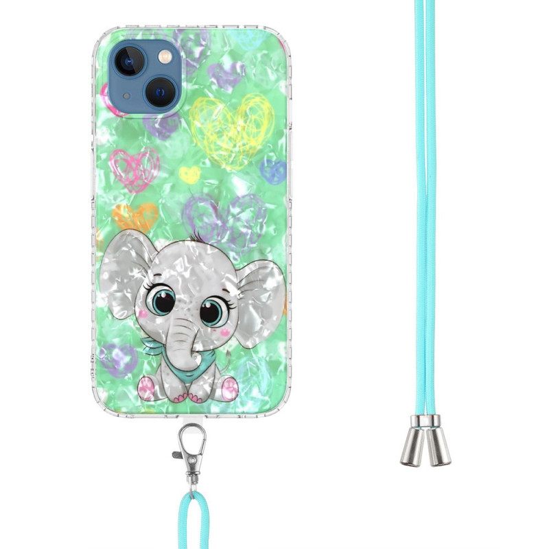 Kuori iPhone 14 Kiristysnyörillä Tyylikäs Elephant Drawstring