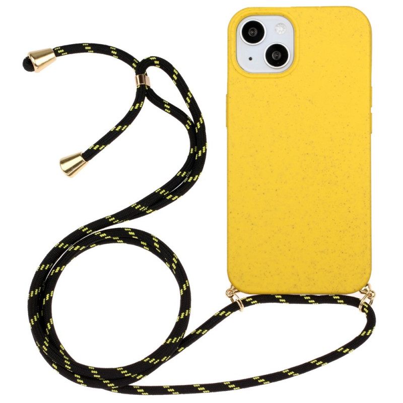 Kuori iPhone 14 Kiristysnyörillä Vehnänolkinauhalle