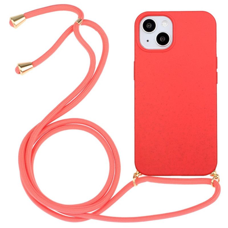 Kuori iPhone 14 Kiristysnyörillä Vehnänolkinauhalle