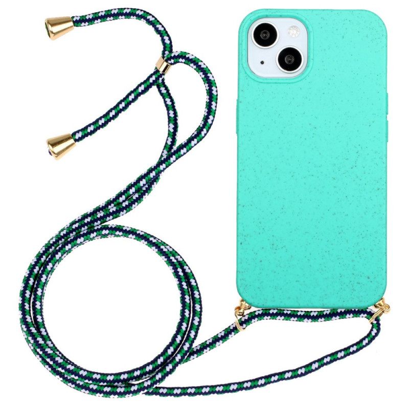 Kuori iPhone 14 Kiristysnyörillä Vehnänolkinauhalle