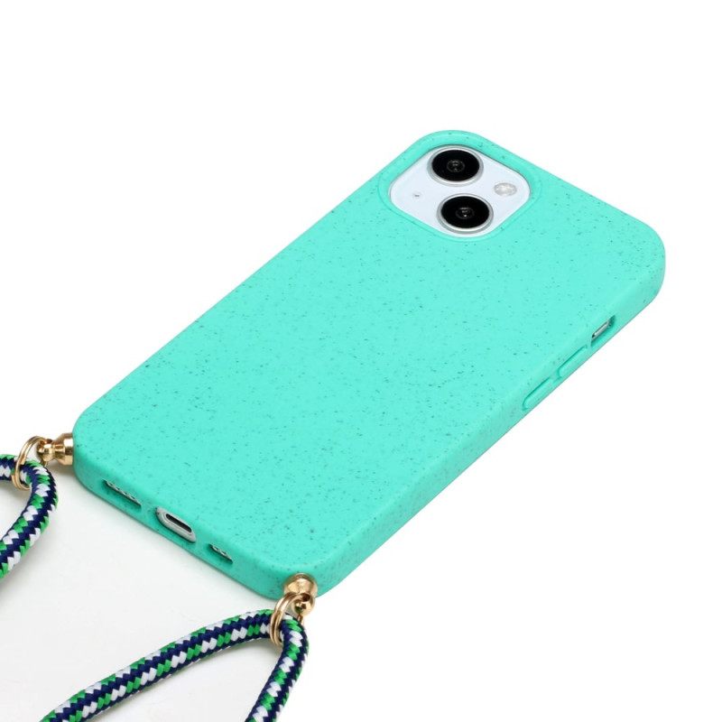 Kuori iPhone 14 Kiristysnyörillä Vehnänolkinauhalle