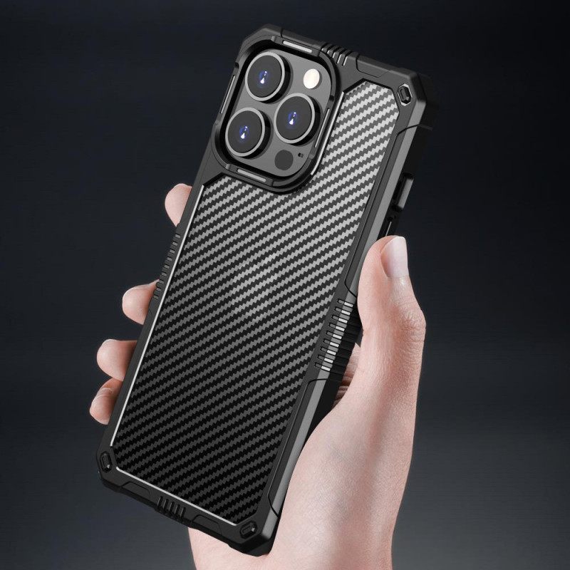 Kuori iPhone 14 Läpikuultava Hiilikuitu