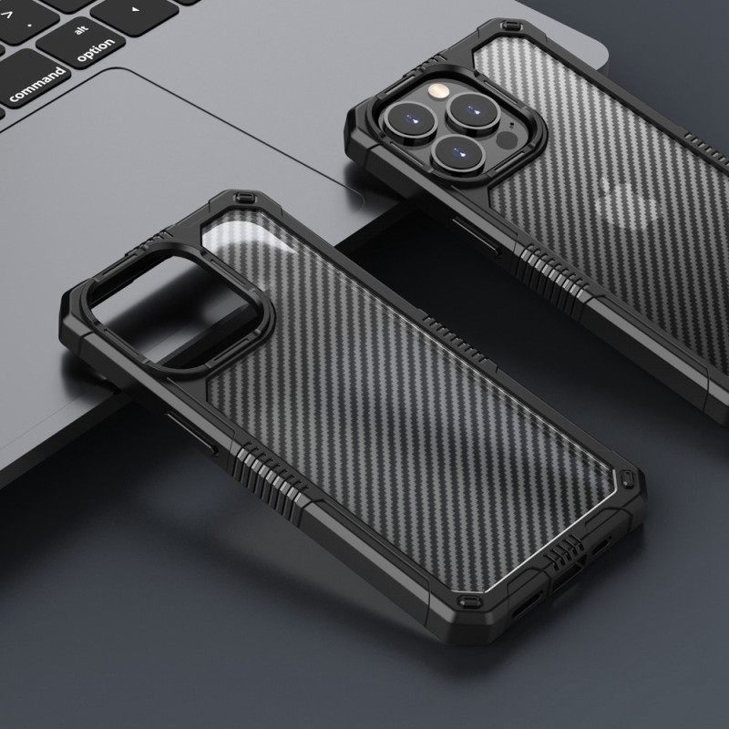 Kuori iPhone 14 Läpikuultava Hiilikuitu