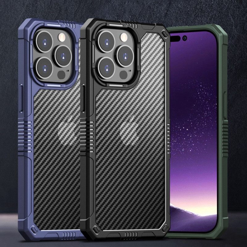 Kuori iPhone 14 Läpikuultava Hiilikuitu