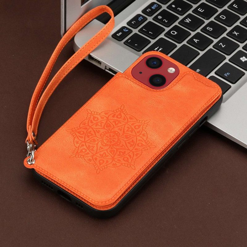 Kuori iPhone 14 Suojaketju Kuori Mandala Lanyard Korttikotelo