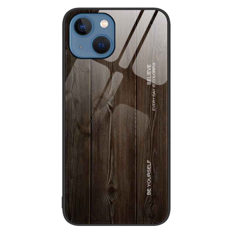 Kuori iPhone 14 Tempered Glass Wood Design