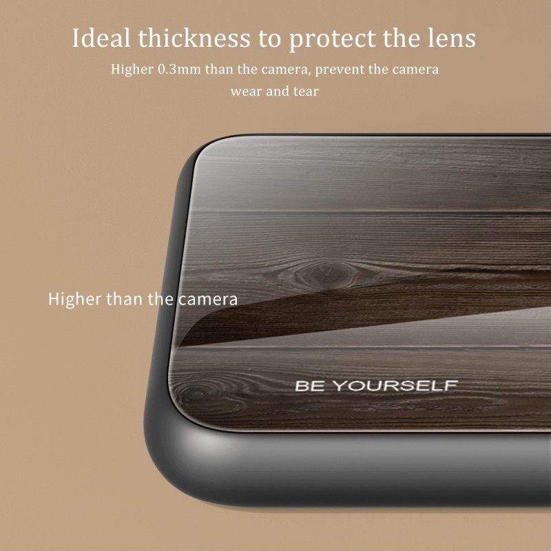 Kuori iPhone 14 Tempered Glass Wood Design