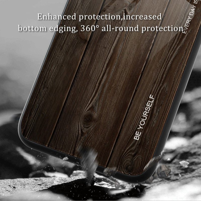 Kuori iPhone 14 Tempered Glass Wood Design