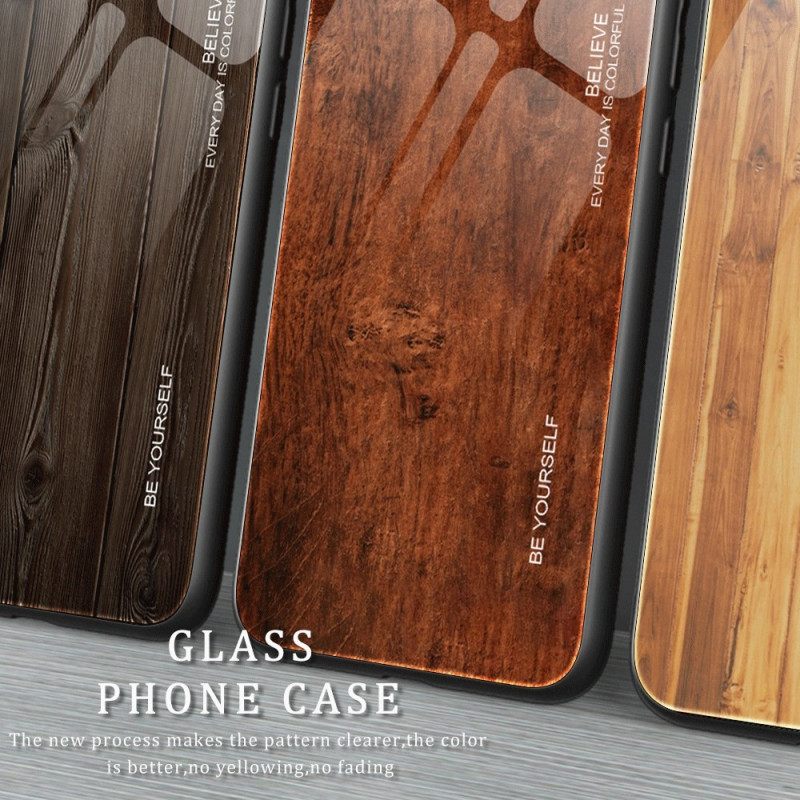 Kuori iPhone 14 Tempered Glass Wood Design