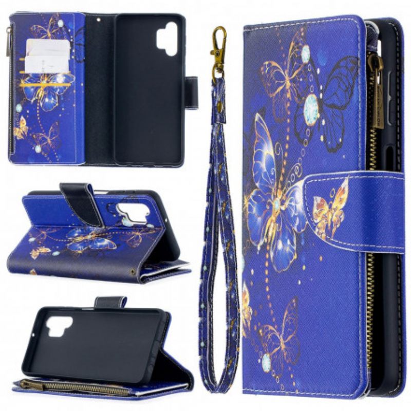 Kotelot Samsung Galaxy A32 5G Butterflies Vetoketjullinen Tasku