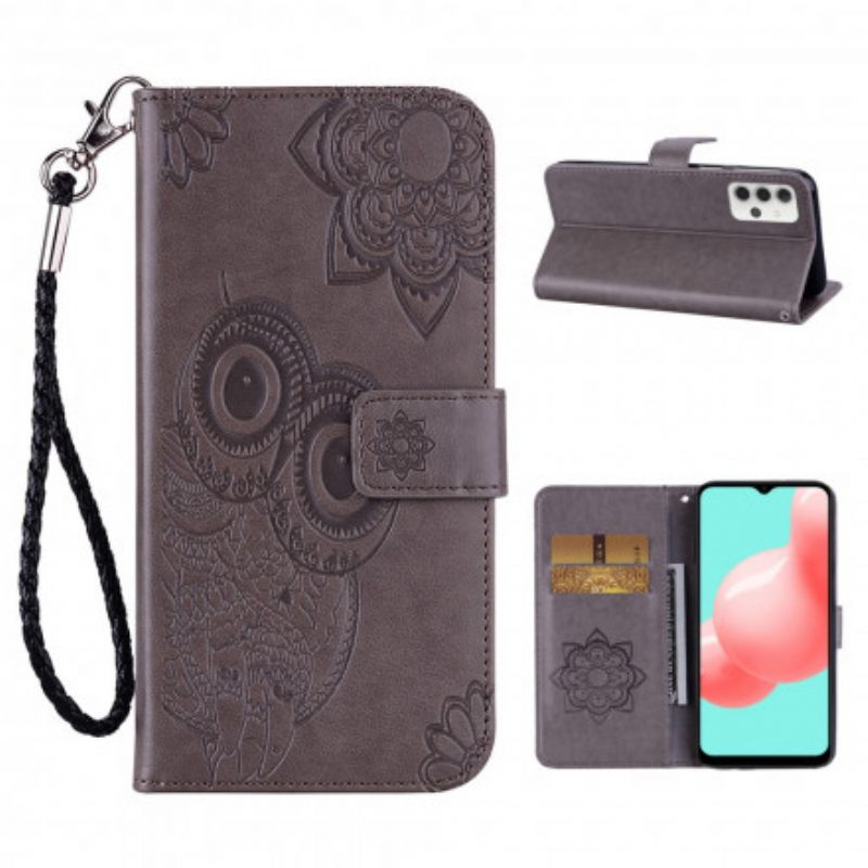 Kotelot Samsung Galaxy A32 5G Owl Mandala Ja Lanyard