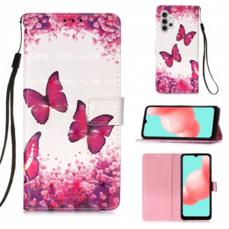 Kotelot Samsung Galaxy A32 5G Red Butterflies