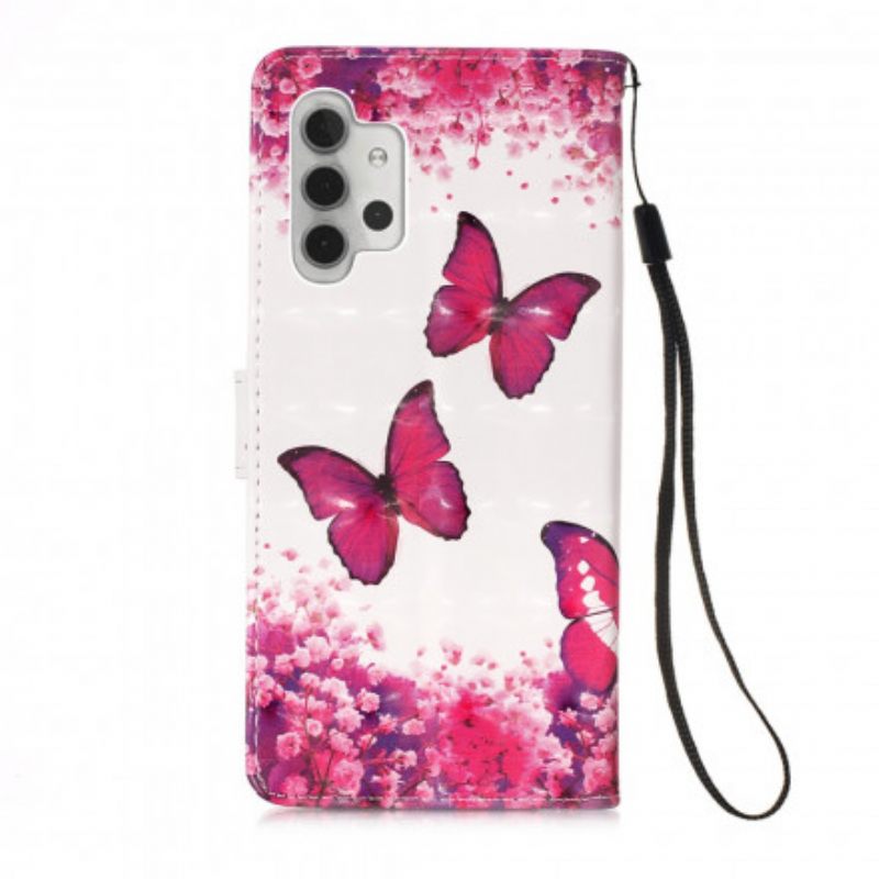 Kotelot Samsung Galaxy A32 5G Red Butterflies