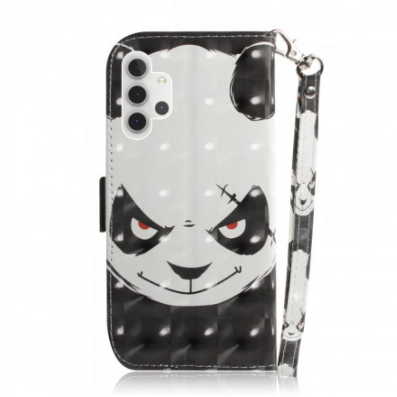 Kotelot Samsung Galaxy A32 5G Suojaketju Kuori Angry Panda Lanyardissa