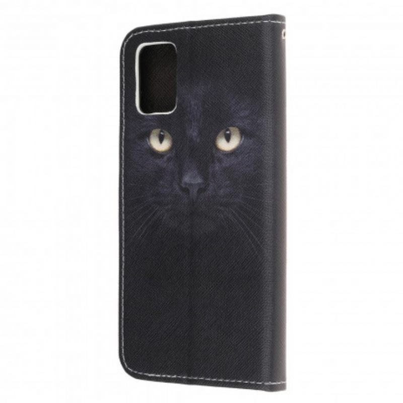 Kotelot Samsung Galaxy A32 5G Suojaketju Kuori Black Cat Eyes Hihnalla