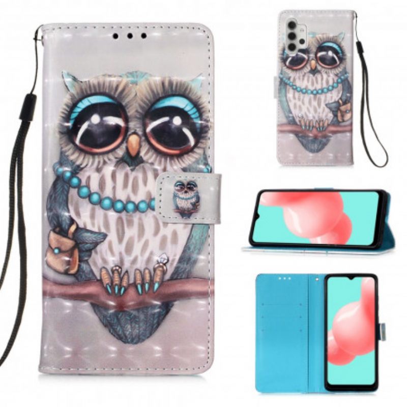 Kotelot Samsung Galaxy A32 5G Suojaketju Kuori Miss Owl Hihnassa