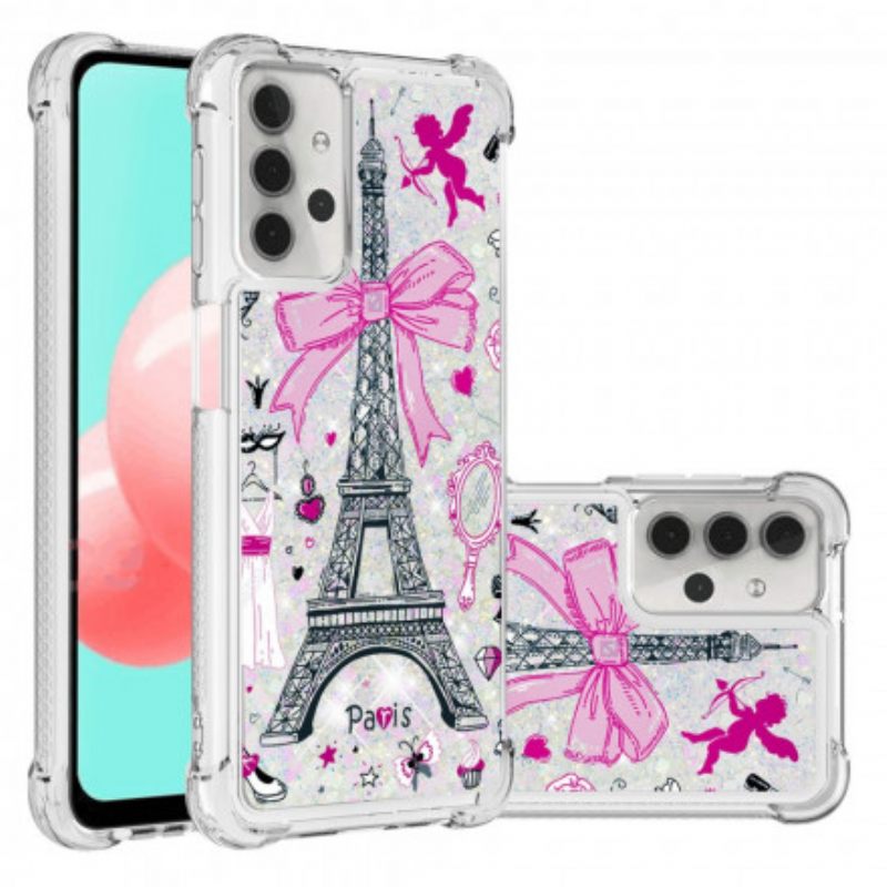 Kuori Samsung Galaxy A32 5G Eiffel-tornin Paljetteja