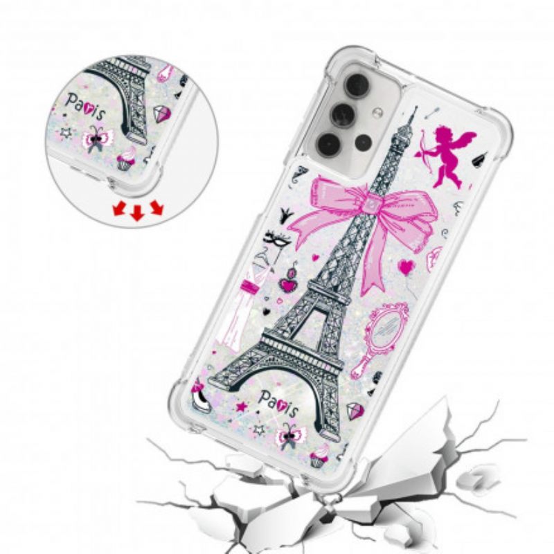 Kuori Samsung Galaxy A32 5G Eiffel-tornin Paljetteja