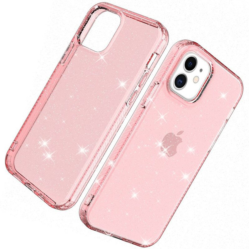 Case iPhone 12 / 12 Pro Clear Glitter Vahvistettu