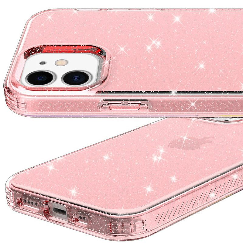 Case iPhone 12 / 12 Pro Clear Glitter Vahvistettu