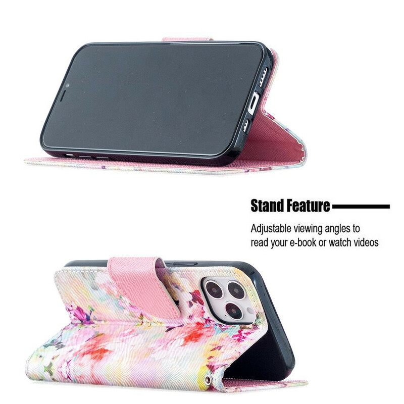 Flip Case iPhone 12 / 12 Pro Suojaketju Kuori Upeat Hihnakukat