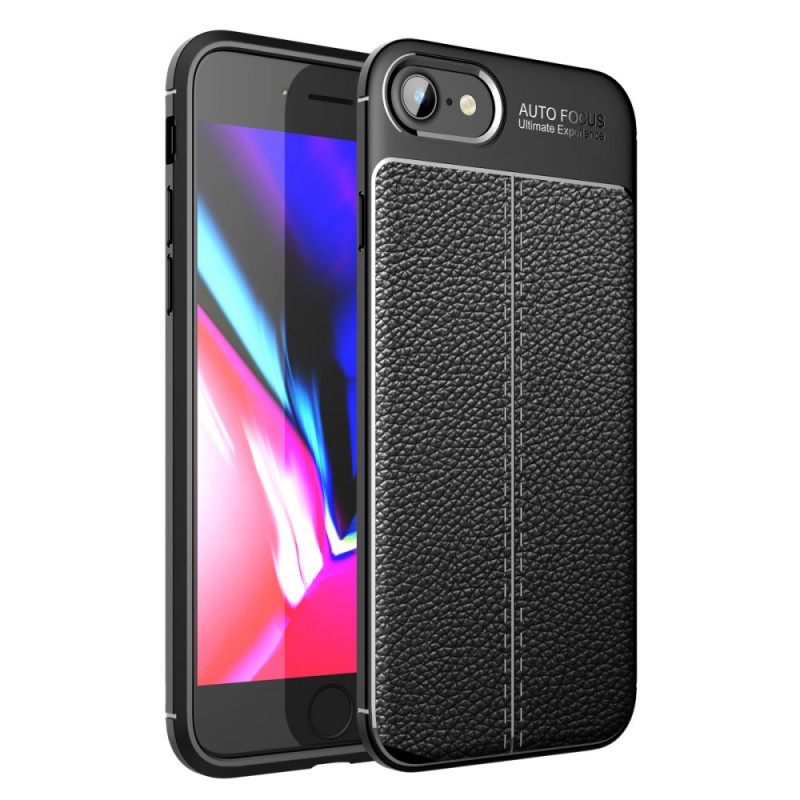 Kuori iPhone SE 3 / SE 2 / 8 / 7 Faux Leather Litchi Double Line