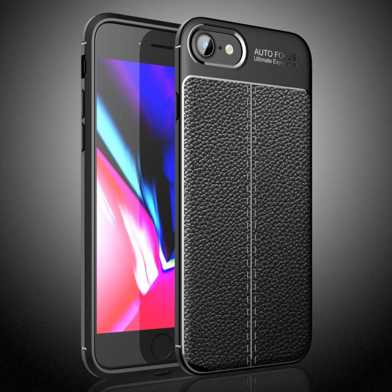 Kuori iPhone SE 3 / SE 2 / 8 / 7 Faux Leather Litchi Double Line
