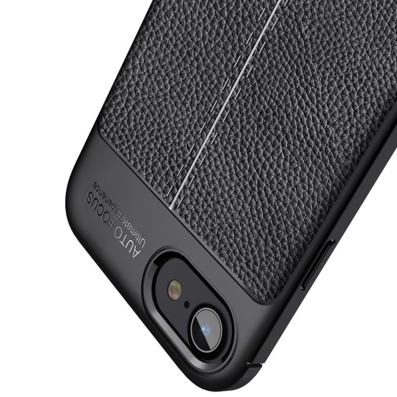 Kuori iPhone SE 3 / SE 2 / 8 / 7 Faux Leather Litchi Double Line
