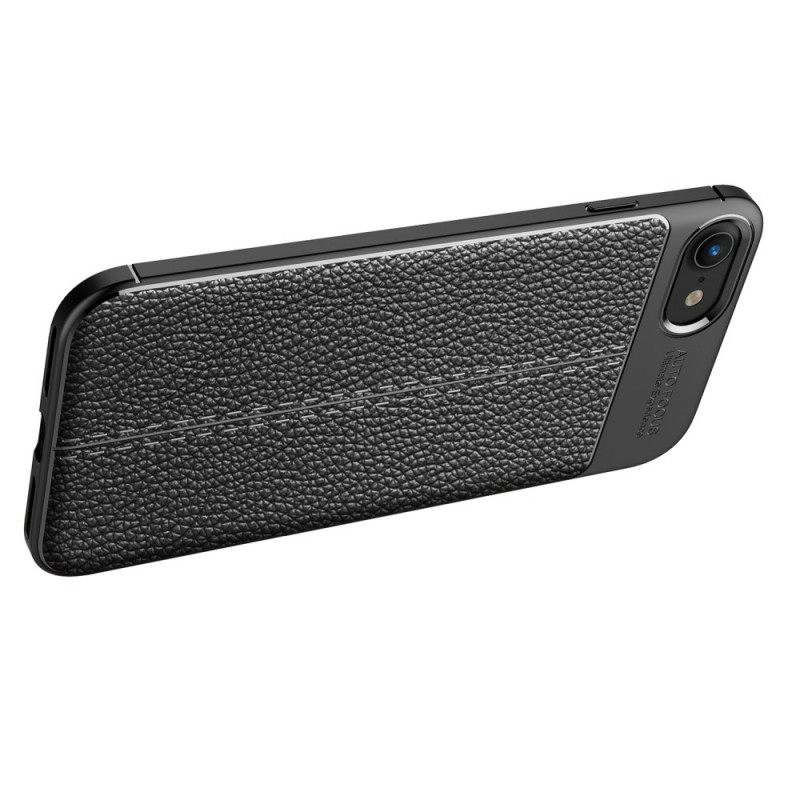 Kuori iPhone SE 3 / SE 2 / 8 / 7 Faux Leather Litchi Double Line