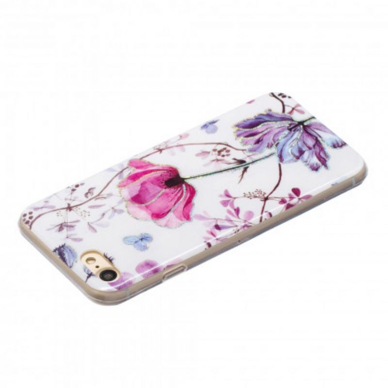Kuori iPhone SE 3 / SE 2 / 8 / 7 Glitter Design Flowers