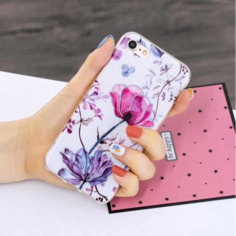 Kuori iPhone SE 3 / SE 2 / 8 / 7 Glitter Design Flowers