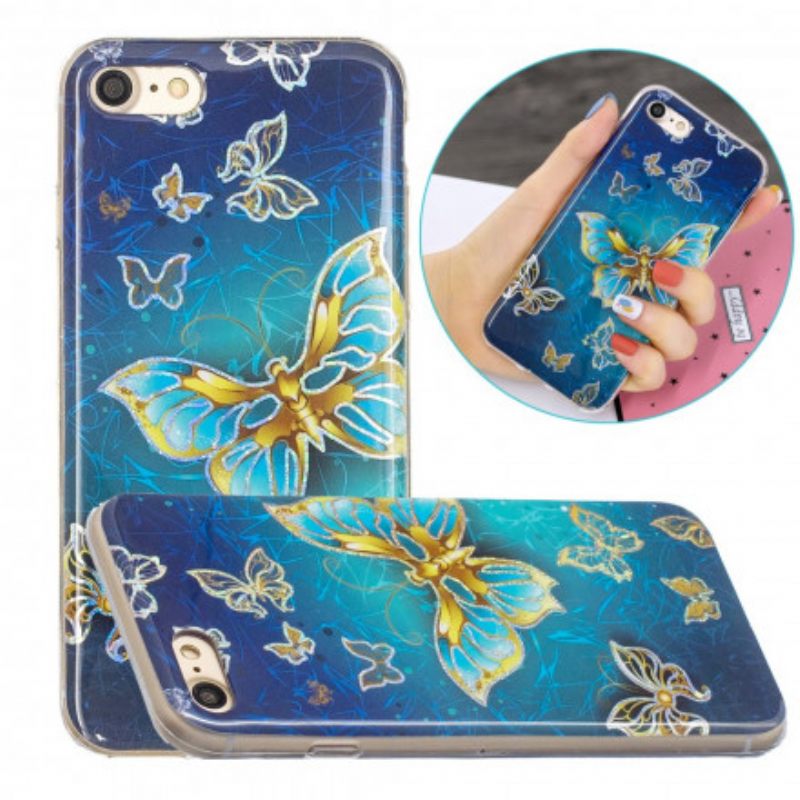 Kuori iPhone SE 3 / SE 2 / 8 / 7 Glitter Design Perhoset
