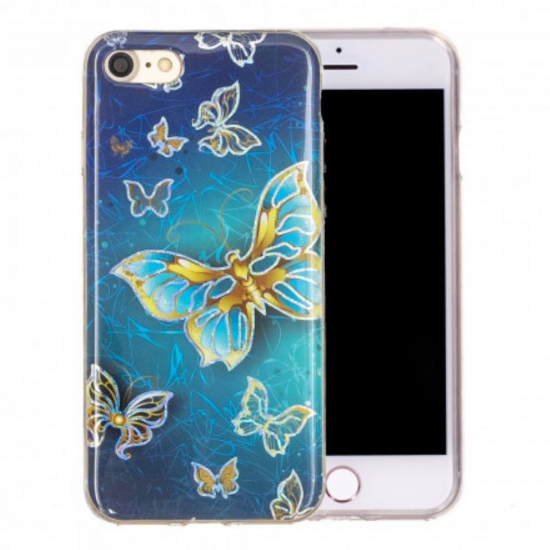 Kuori iPhone SE 3 / SE 2 / 8 / 7 Glitter Design Perhoset