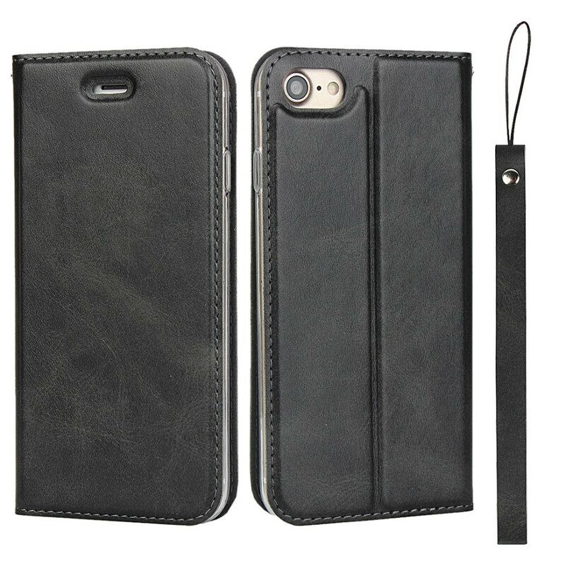 Puhelinkuoret iPhone SE 3 / SE 2 / 8 / 7 Kotelot Flip Keinonahka Kaulanauhalla