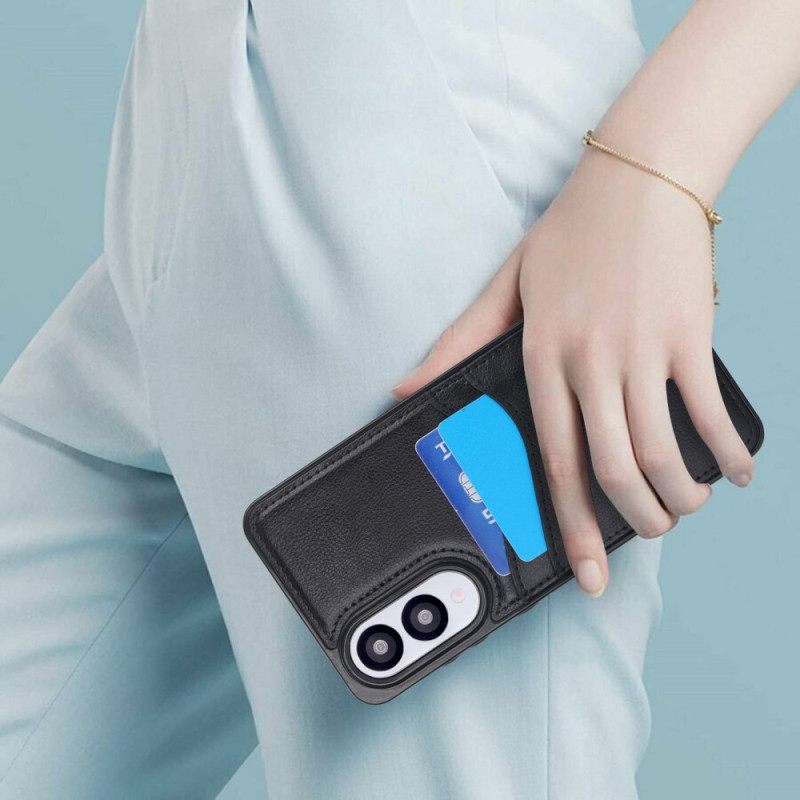 Kuori Samsung Galaxy S25 5g Edge Nahkajäljitelmä Ja Kortti Teline Suojakuori