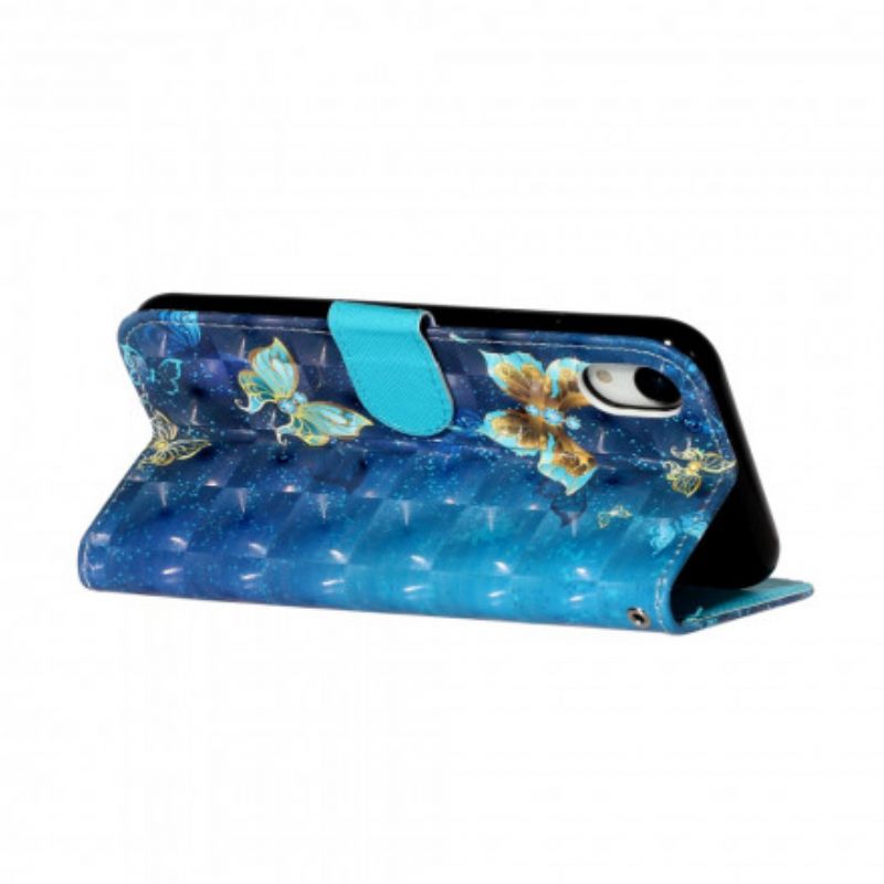 Kotelot iPhone XR Light Spot Perhoset Kaulanauhalla