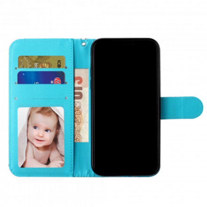 Kotelot iPhone XR Light Spot Perhoset Kaulanauhalla