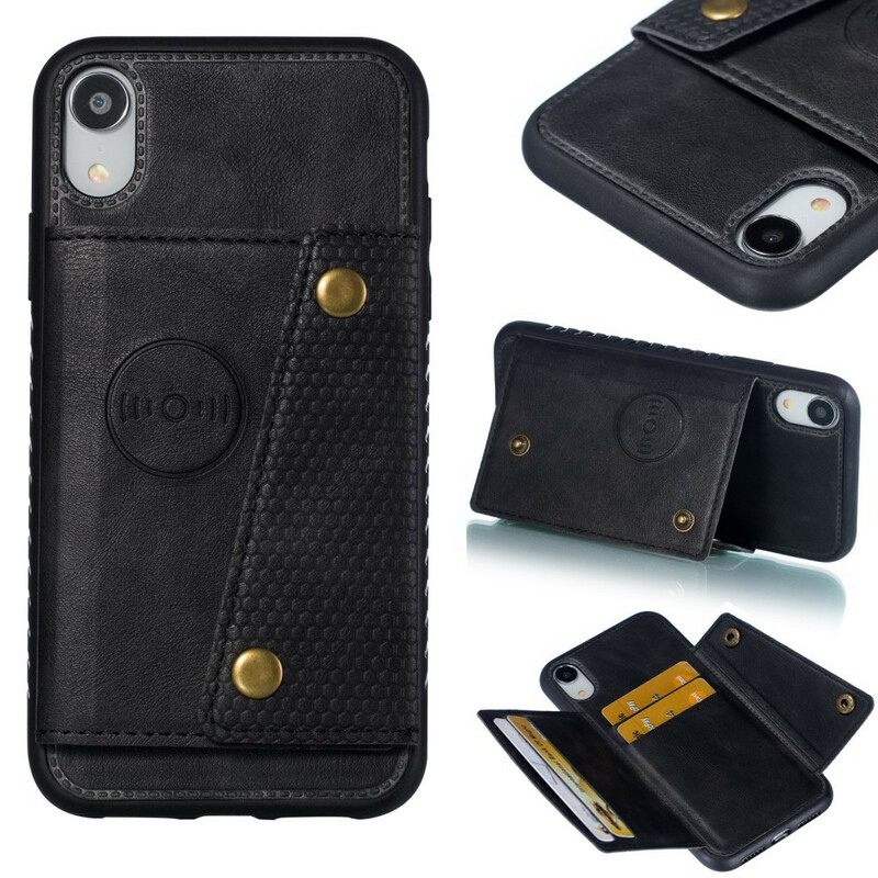 Kuori iPhone XR Lompakkokotelo Wallet Napsahtaa