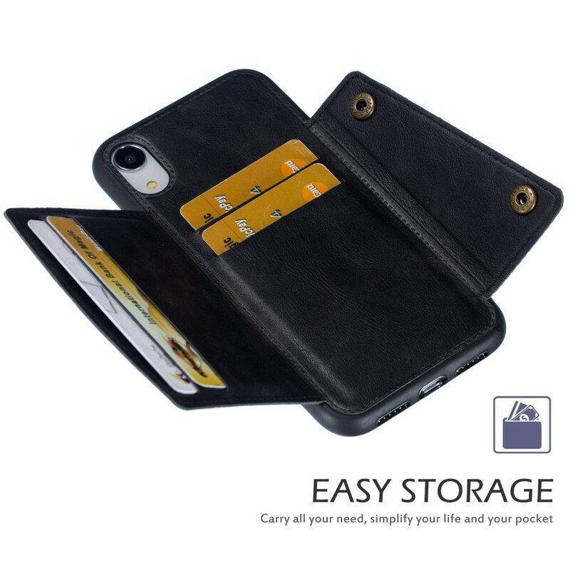 Kuori iPhone XR Lompakkokotelo Wallet Napsahtaa