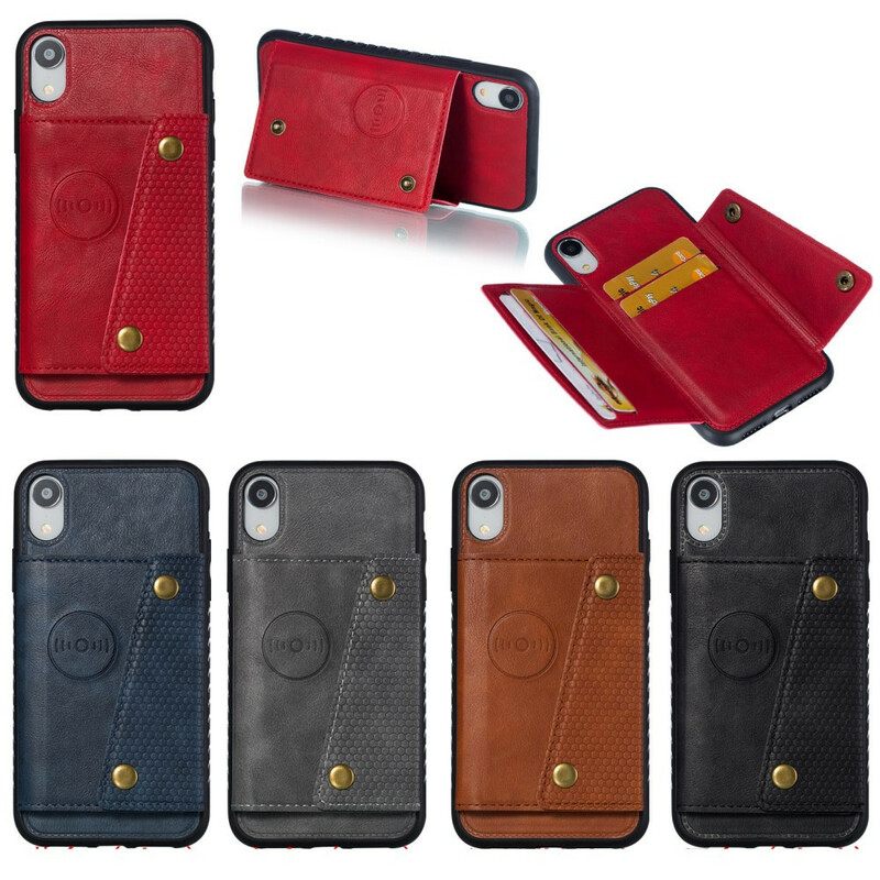 Kuori iPhone XR Lompakkokotelo Wallet Napsahtaa