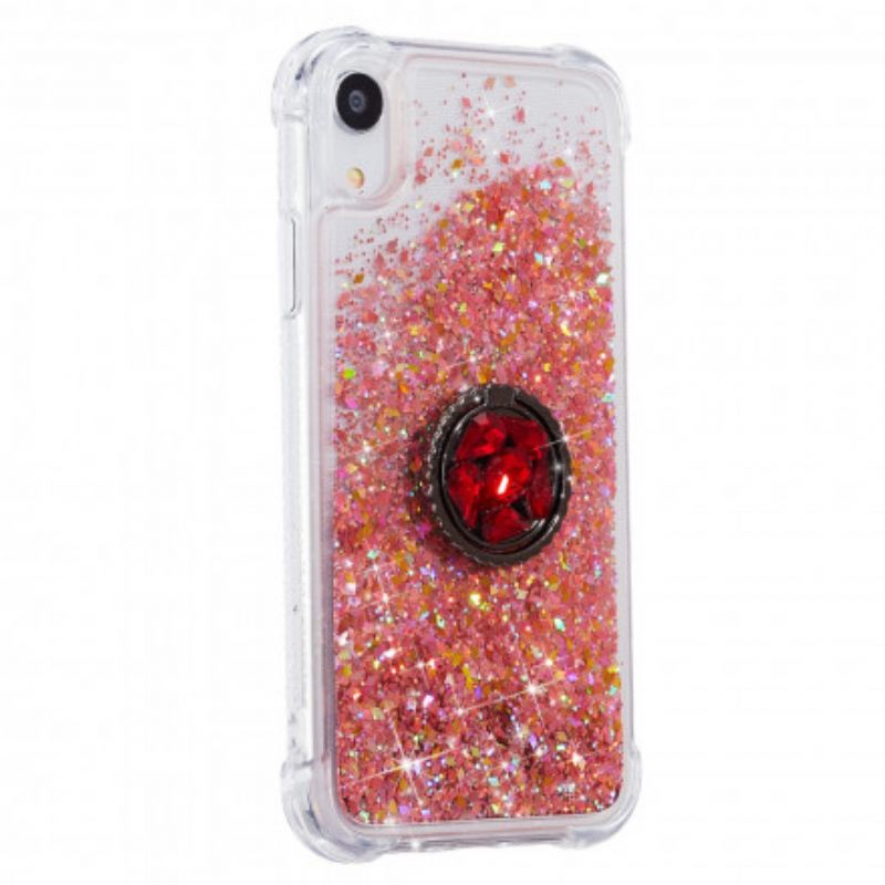 Kuori iPhone XR Paljetteja Rengastuella