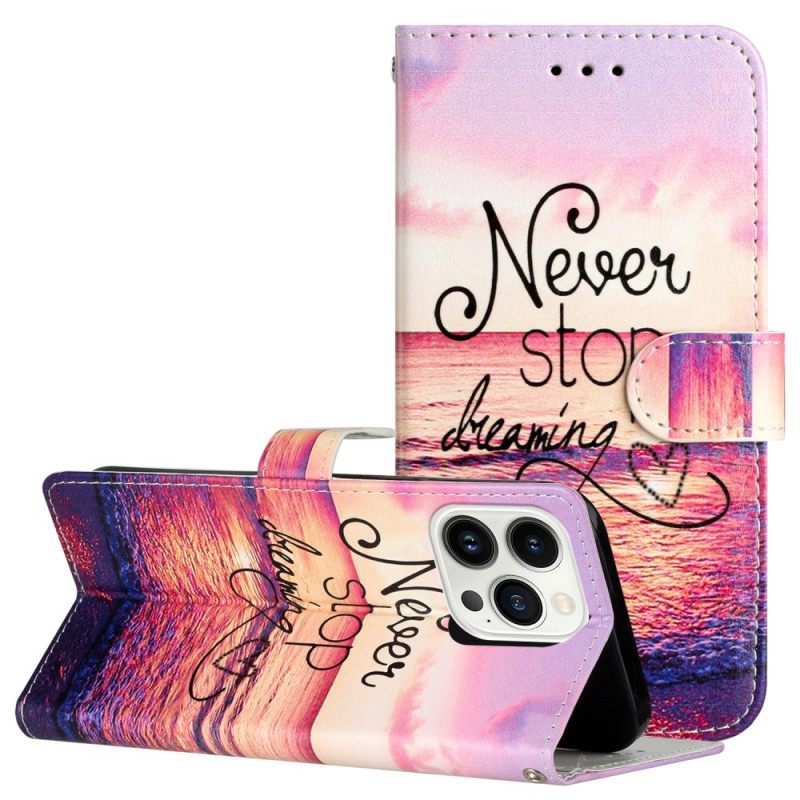 Kotelot iPhone 16 Pro Max Älä Koskaan Lakkaa Haaveilemasta Hihnan Kanssa