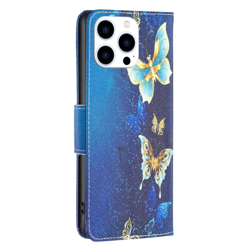 Kotelot iPhone 16 Pro Max Kultaisia Perhosia