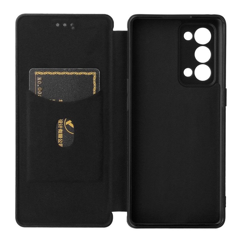 Puhelinkuoret Oppo Reno 6 Pro 5G Kotelot Flip Hiilikuitu Ja Nauha